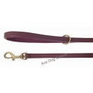 Comfy Leather Lead with PADDED Leather Handle - length 40" (1 cm wide) ~Brass: Purple 